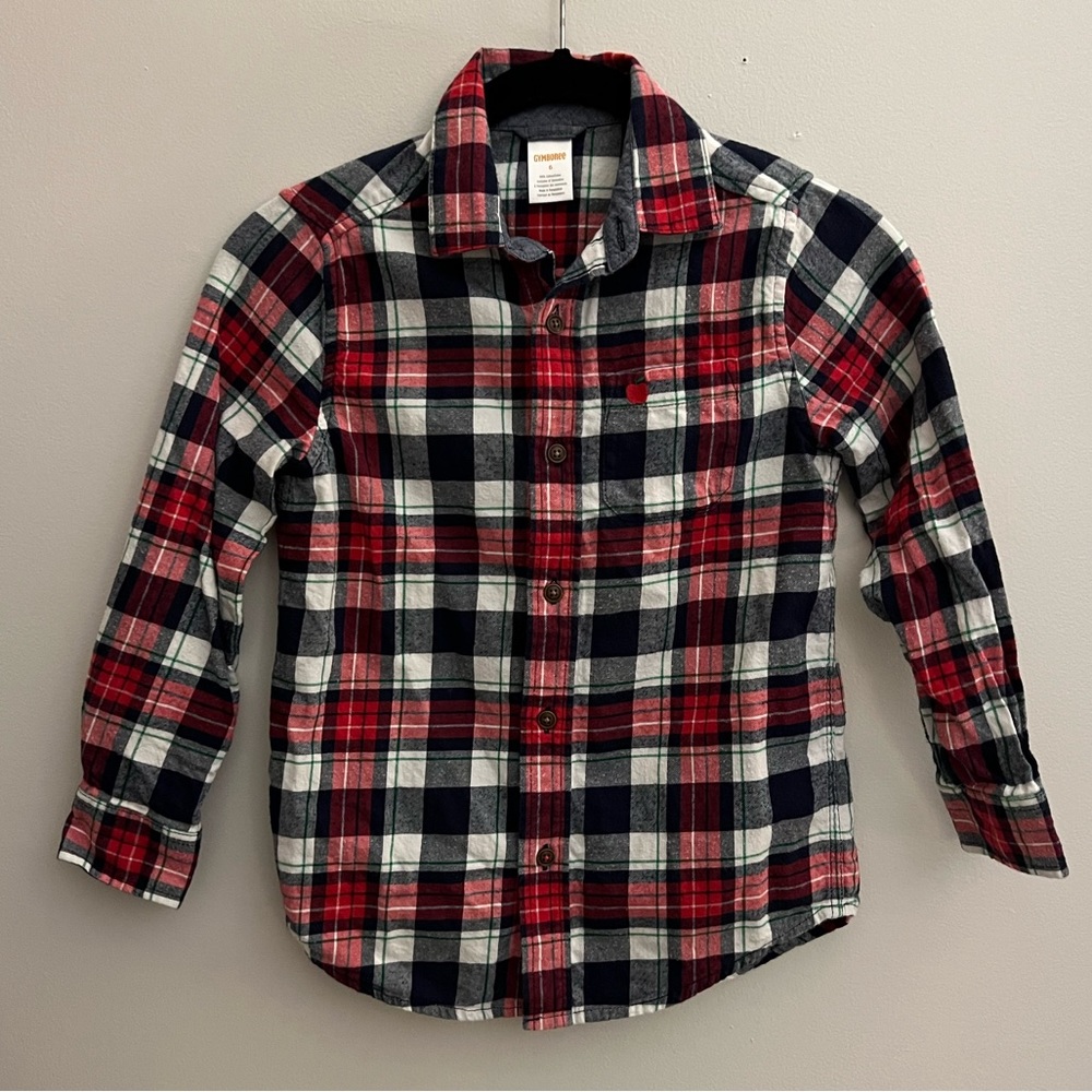 Gymboree Boys Flannel Plaid Long Sleeve Button Down Shirt Size 6
